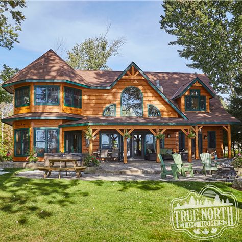 Wishing for greener days. 🌱 Happy First Day of Spring!! #LogHomes #LogCabins #TrueNorthLogHomes #Citadel #Turret #Timberframe #Spring #Springtime www.truenorthloghomes.com Turret House Plans, Turret House, Log Homes Exterior, Dream House Aesthetic, Happy First Day Of Spring, Cozy Log Cabin, Cottage Cabin, Log Cabin Homes, First Day Of Spring