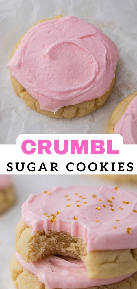 The best Crumbl sugar cookies Crumbl Sugar Cookies, Crumble Cookie Recipe, Oreo Dessert, Easy Baking Recipes Desserts, Tasty Baking, Sweet Snacks Recipes, Baked Dessert Recipes, Baking Sweets, Fun Baking Recipes