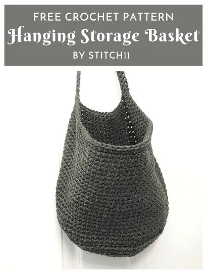 Free Crochet Pattern Hanging Storage Basket • Free Crochet Patterns Crochet Storage Baskets Free, Crochet Hanging Baskets, Free Patterns For Crochet, Crochet Storage Bag, Crochet Basket Patterns, Cotton Yarn Projects, Patterns For Crochet, Crochet Hanging, Crochet Basket Pattern Free