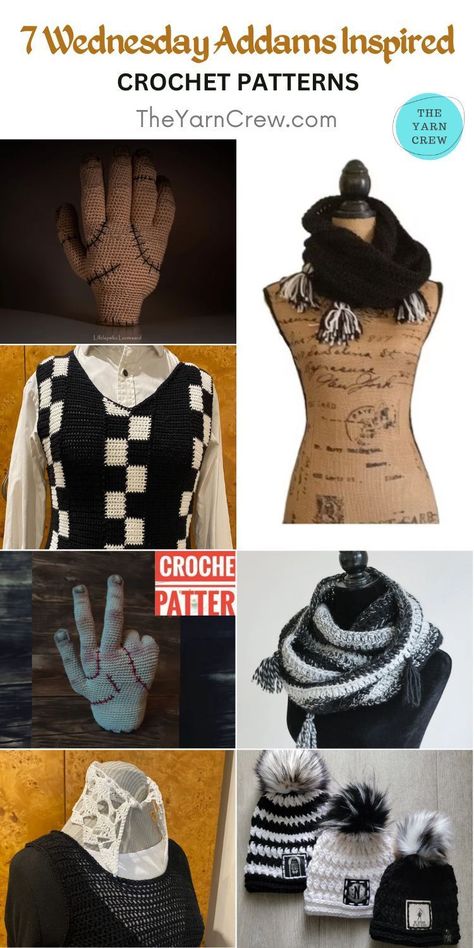 Crochet Adams Family, Wednesday Addams Knitting Pattern, Wednesday Knitting Pattern, Alt Crochet Patterns Free, Gothic Knitting Patterns Free, Wednesday Inspired Crochet, Wednesday Snood Crochet Pattern, Wednesday Crochet Pattern, Alternative Crochet Patterns Free