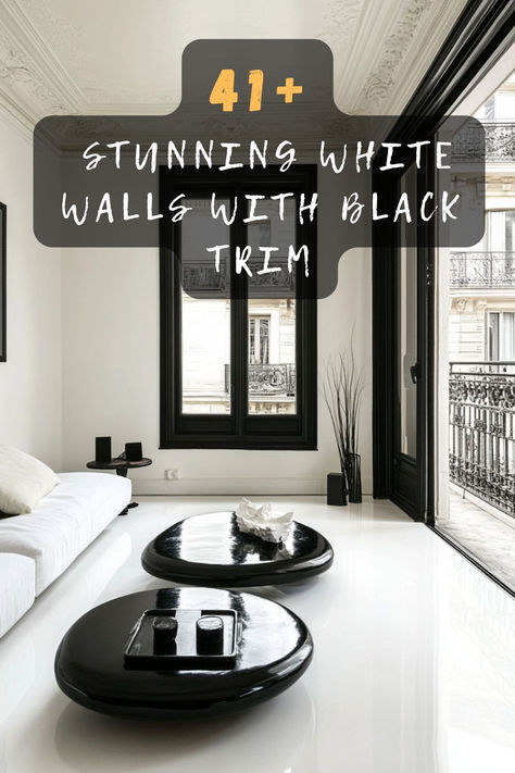 Are you ready to elevate your home decor with a timeless contrast? Discover 41 stunning ideas featuring white walls with black trim that will make your space pop. This classic combination offers a modern and sophisticated look for any room. Click to explore these inspiring designs and transform your interiors today. #WhiteWalls #BlackTrim #HomeDecor #InteriorDesign #ClassicContrast #ModernHome #StylishInteriors Modern Windows Interior, Black And White House Interior Design, Black Baseboards And Trim Grey Walls, Black Base Boards, Black Wall Trim, Dark Trim Interior, Black Baseboards And Trim, Black Trim Interior Color Schemes, Black Moldings And Trim