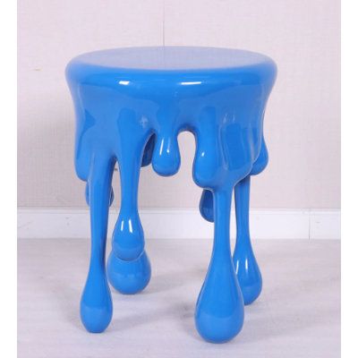 This replica is new, beautifully handcrafted, and meticulously hand painted with pride in the Philippines using only the finest quality resin materials making each one slightly different and extremely unique! Hokku Designs Color: Blue | Hokku Designs Copper Color Melting Side Table Dripping Statue in Blue | 21" H X 16" W X 16" D | Wayfair Colorful Interior Decor, Apartment Decor Funky, Drip Furniture, Melting Furniture, Melting Painting, Funky Side Table, Trippy Furniture Painting, Funky House Decor, Abstract Furniture