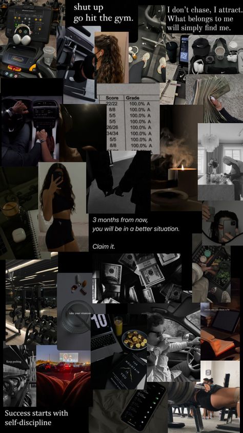 2024 Vision Board Dark Aesthetic Vision Board Dark Aesthetic, Nursing Motivation, Vision Board Collage, Business Vision Board, Aesthetic Shuffles, Vision Board Examples, Dark Visions, Life Goals Future, Vision Board Wallpaper