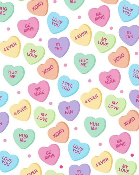 Candy Heart Wallpaper, Candy Hearts Aesthetic, Candy Hearts Wallpaper, Valentines Widgets, Baking Images, Love Heart Sweets, Heart Wallpapers, Love Pink Wallpaper, Rhinestone Projects