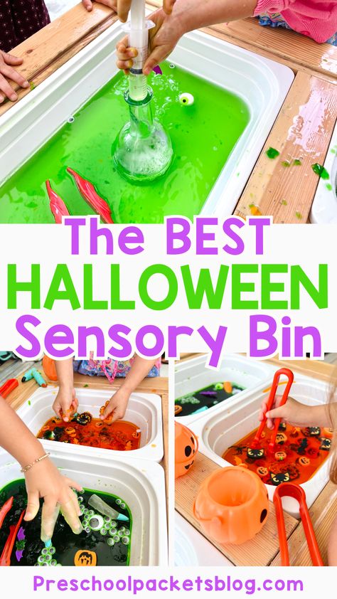 Themed Sensory Bins, Toddler Home Activities, Halloween Sensory Bin, At Home Preschool, Sensory Bin For Toddlers, Halloween Activities Preschool, Halloween Centers, Lantern Crafts, Halloween Sensory