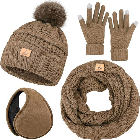 Check this out! A winter wonderland package with all the goodies you need to stay cozy and chic! This 4-in-1 set is packed with a winter hat, scarf, gloves, and ear muffs. The scarf is wonderfully long and the hat is so comfy, it's hard to take off! And, get this, the gloves are touch screen-friendly, so you can text and scroll without risking frostbite. Plus, the whole set feels like a fluffy cloud on your skin! #Christmas #blackfriday #womenshats Winter Gloves, Touch Screen Gloves, Hat Scarf, Ear Warmer, Winter Hat, Beanie Hat, Touch Screen, Gloves, Screen