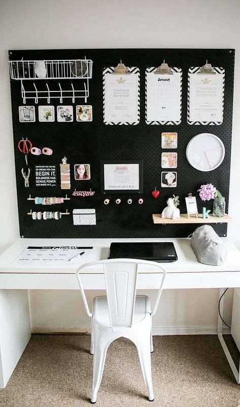 Black Pegboard Home Office, Black Pegboard Ideas, Crispy Sesame Chicken Recipe, Black Pegboard, Home Office Workshop, Dogs Room, Pegboard Craft Room, White Pegboard, Office 2023