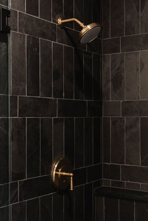 clé tile | lookbook | tile inspiration Dark Tile, Dark Bathrooms, Artisan Tiles, Cle Tile, Wall Exterior, Black Tiles, Tile Projects, Slate Tile, Tile Inspiration