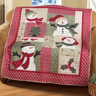 Country Snowman Quilted Patchwork Throw Snowman Quilt Patterns, Christmas Quilting Projects, Snowman Quilt, Christmas Quilt Patterns, Collections Etc, Winter Quilts, Holiday Quilts, Picture Quilts, Christmas Quilt