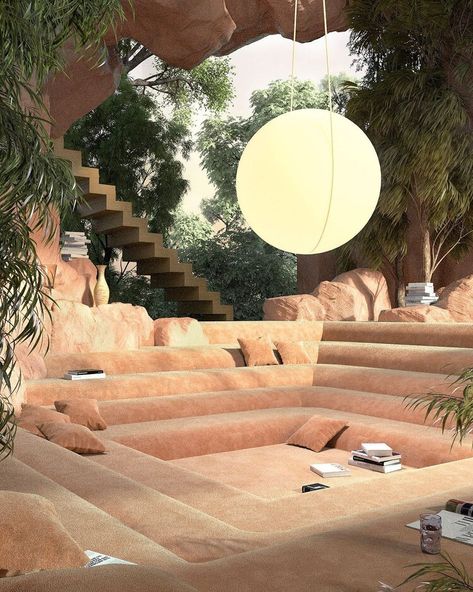 Dreamscape Architecture, Earthship Home, Retro Interior Design, Sunken Living Room, Retro Interior, Organic Architecture, Earthship, Dream Rooms, Dream House Decor