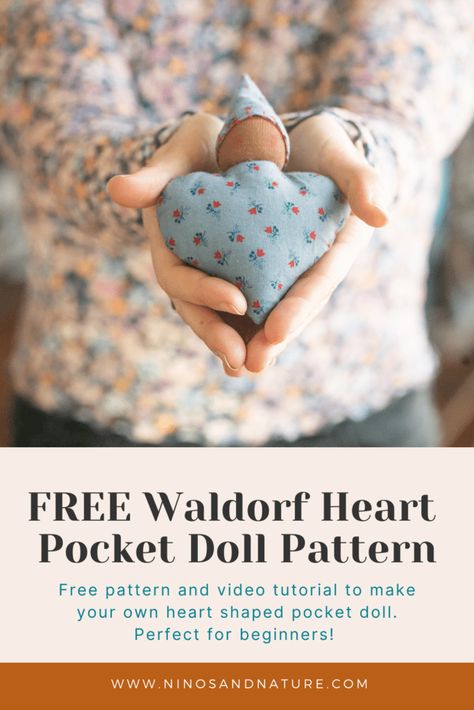 Easy Waldorf Heart Pocket Doll – Free Waldorf Doll Sewing Pattern Easy Preschool Crafts, Pocket Doll, Easy Toddler Crafts, Doll Patterns Free, Easy Toddler, Free Sewing Pattern, Doll Sewing, Heart Pocket, Doll Sewing Patterns