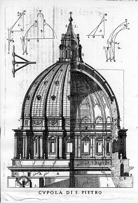 dome Dome Drawing, Filippo Brunelleschi, St Peters Basilica, St Peters, Neoclassical Architecture, Cathedral Architecture, Architecture History, Architecture Concept Drawings, Architectural Drawing