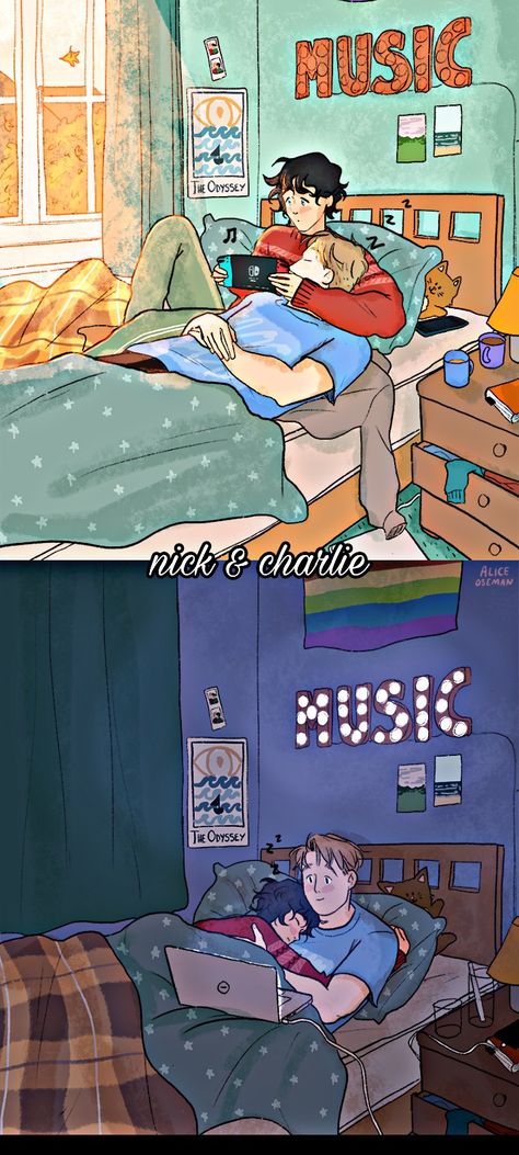 Nick And Charlie Official Art, Nick And Charlie Sleeping Together, Nick And Charlie Mini Comic, Narlie Heartstopper Fanart, Nick And Charlie Pillow Fort Scene, Nick And Charlie Break Up, Nick And Charlie Sleeping, Charlie And Nick Fanart, Nick X Charlie Fanart