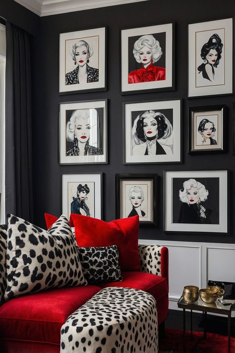 Red Black And White Living Room, Black White Red Living Room, Red And Black Living Room Ideas, Dyi Vanity, Afro Boho, Red Living Room, Black Studio, Red Living, Black And White Living Room