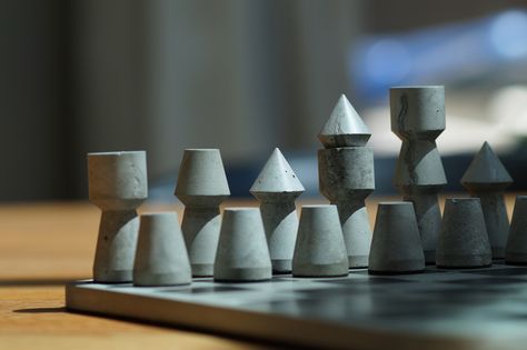 Concrete Chess Set, Chess Set Design, Pottery Chess Set, Ceramic Chess Board, Chess Ceramic, Clay Chess Set, Chess Diy, Diy Chess Set, Stone Chess Set