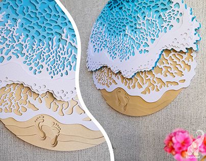 3d Layered Paper Art Cricut Free, Cricut 3d Projects, Sea Template, Frame Ideas Diy, Cricut Mandala, 3d Birthday Cake, Box Frame Ideas, Cut Paper Art, Layered Mandala