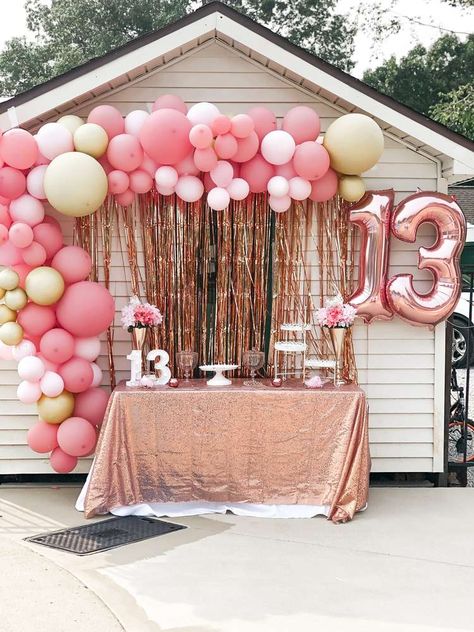 Pink 13th Birthday Party Ideas, 13th Birthday Party Ideas For Teens, Glam Birthday Party Ideas, 13th Birthday Party Ideas For Girls, Glam Birthday Party, Pink Birthday Theme, Pink Birthday Party Decorations, 12th Birthday Party Ideas, Birthday 13