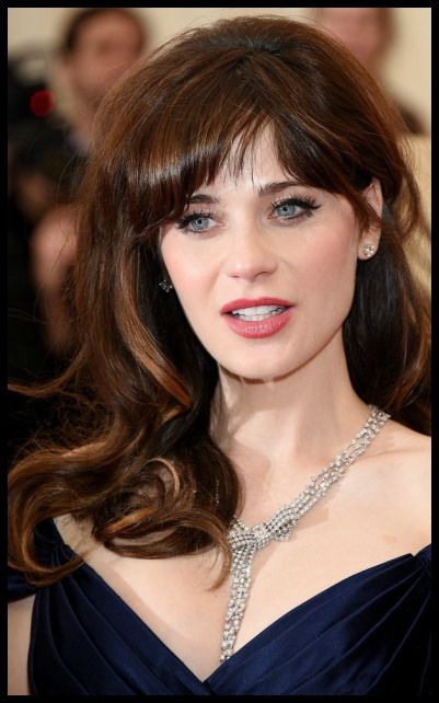 Zoe Deschanel, Hair Mood Board, Front Bangs, Red Carpet Hair, Fringe Hairstyles, Zooey Deschanel, Loose Curls, Long Hair Cuts, Celebrity Hairstyles