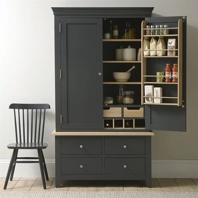 Chester Charcoal Larder Kitchen Larder Units, Larder Storage, Kitchen Larder Cupboard, Pantry Furniture, Kitchen Larder, Perfect Pantry, Larder Cupboard, Larder Unit, Pantry Cupboard