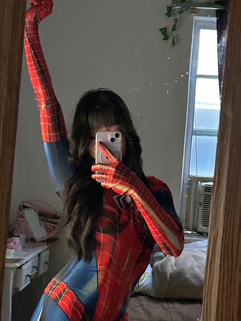 Female Spiderman Costume, Spiderman Outfit Women, Spidergirl Aesthetic, Spiderman Costume Women, Halloween Superhero Costumes, Spiderwoman Costume, Spidergirl Costume, Spider Woman Costumes, Spiderman Girl