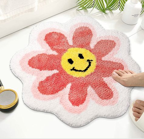 Cute Pink Bathroom, Pink Bathroom Rug, Smiley Face Rug, Sunflower Rug, Pink Bathroom Rugs, Christmas Wrapping Diy, Rug Cute, Rugs Washable, Cute Bath Mats