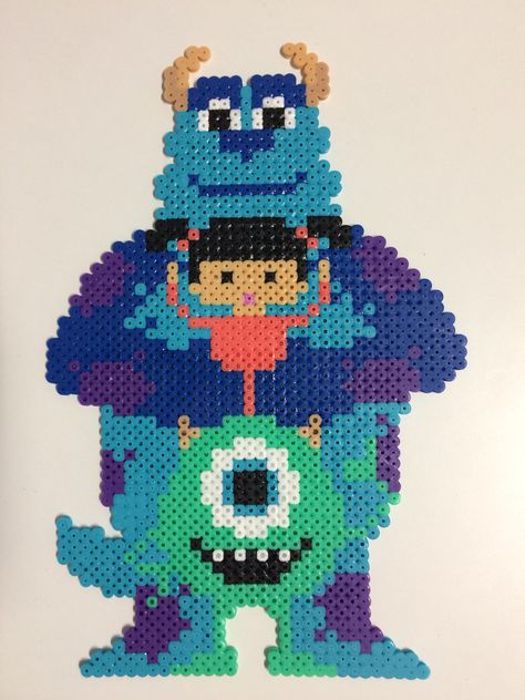 Hama Monsters Inc. By Miidita Hama Beads Disney, Image Pixel Art, Hamma Beads Ideas, Easy Perler Bead Patterns, Perler Creations, Melty Bead Patterns, Disney Cross Stitch Patterns, Art Perle, Hama Beads Design