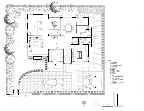 Single Family Bungalow by Skyward Inc (23) Bungalow Landscape Design, Bungalow Landscape, Landscape Design Plan, Bungalow Landscaping, Bungalow Plan, Garden Huts, Landscape Interior, Plan Architecture, Interior Design Presentation