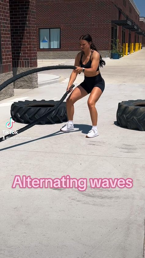 Dont knoe what to do with battle ropes, try these exercises out your next workout! #workout Workout Ropes Exercise, Exercise Rope Workouts, Rope Workouts For Women, Weighted Rope Exercises, Battle Ropes At Home, Rope Workouts Gym, Battle Rope Workout For Women, Cordless Jump Rope Workout, Rope Exercise Training