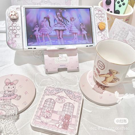 Coquette Nintendo Switch, Cute Nintendo Switch Accessories, Cute Nintendo Switch, Cheonan, Nintendo Switch Case, Video Game Collection, Kawaii Games, Bedroom Redesign, Cute School Stationary