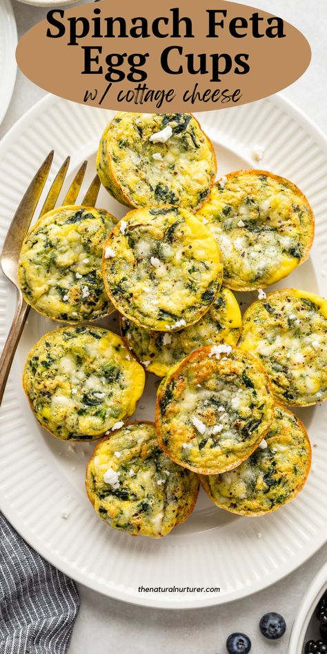 Spinach Feta Egg, Feta Breakfast, Blended Cottage Cheese, Feta Bites, White Recipes, Egg White Recipes, Feta Cheese Recipes, Egg Bites Recipe, Spinach Feta