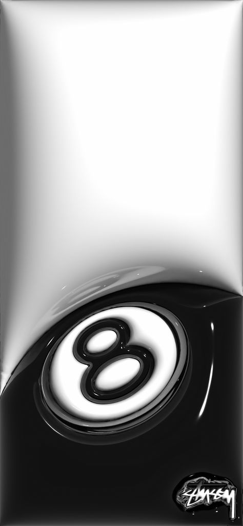 Black A Wallpaper Aesthetic, Street Wear Wallpaper Iphone, 8ball 3d Wallpaper, 3d Stussy Wallpaper, 8 Ball Poster Aesthetic, Black Pic For Graphic Design, Masculine Iphone Wallpaper, Puffy Lockscreen, Magic 8 Ball Wallpaper