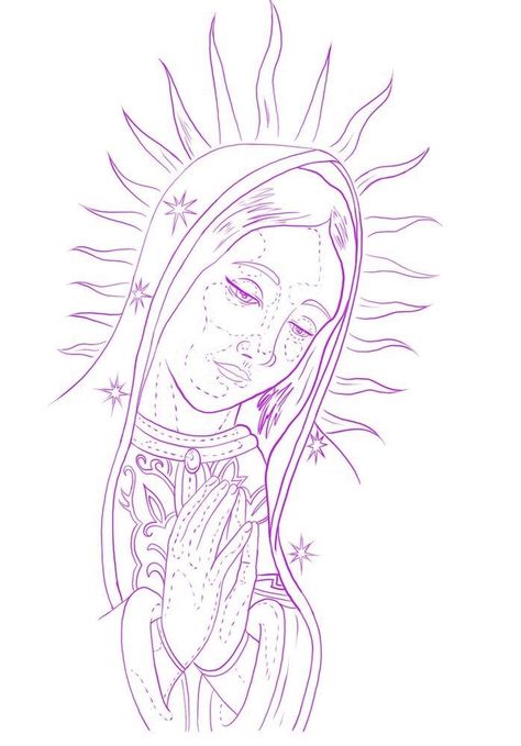 Outline Drawing Tattoo, Stencil Outline Tattoo, Half Sleeve Tattoos Sketches, Art Chicano, Dinosaur Tattoo, Virgin Mary Tattoo, Mary Tattoo, Mexican Art Tattoos, Stencil Outline