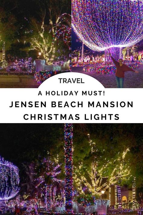 You Have To See This Jensen Beach Mansion Christmas Lights Display - Just Short of Crazy Mansion Christmas, Christmas Lights Display, Beach Mansion, Florida Christmas, Jensen Beach, Christmas Light Displays, Usa Travel Guide, Mormon Temple, Beach Christmas