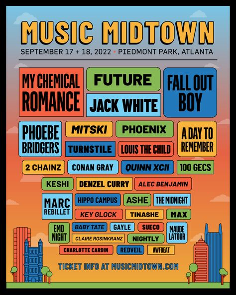 Piedmont Park Atlanta, Music Midtown, Hippo Campus, Denzel Curry, Piedmont Park, 2 Chainz, Art Moto, Jack White, Music Aesthetic