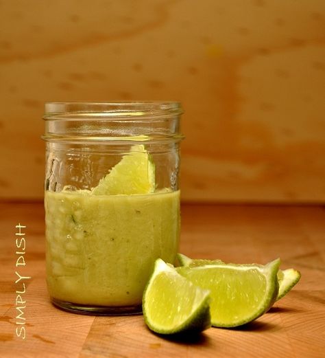 Creamy Dairy-Free Coconut Lime Dressing with Avocado Lime Avocado Dressing, Dairy Free Sauce Recipes, Go Dairy Free, Dairy Free Sauces, Avocado Dressing, Vegan Sauces, Stuffed Avocado Healthy, Lime Dressing, Coconut Lime