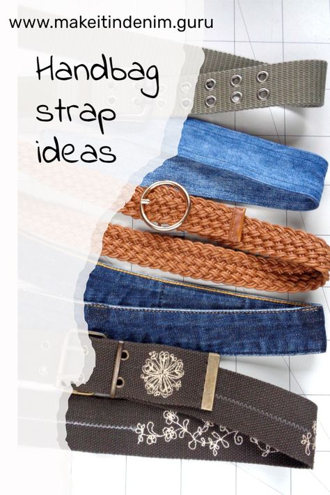 Different options to make a bag strap. Handbag making. Sewing tutorials. DIY denim bags. Diy Purse Strap Ideas, Bag Strap Ideas, Diy Denim Bags, Diy Denim Purse, Making Wallets, Diy Purse Strap, Diy Purse Handles, Diy Bag Handles, Making Purses