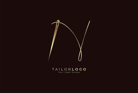 Initial n tailor logo letter n formed fr... | Premium Vector #Freepik #vector #fashion-designer #textile-icon #garments #tailor N Design Letter, Tailoring Logo Design Ideas, Egyptian Eye Makeup, Tailor Logo Design, Hanger Logo, Tailor Logo, N Logo Design, Initial N, Thread And Needle