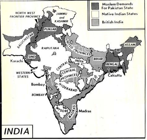 A news bureau map from August 1947, pre-Partition, attempts to represent the complexities of the situation Modern India, Historical Timeline, British India, Pakistan Travel, India Map, India And Pakistan, Alternate History, Phone Wallpaper For Men, Indian History