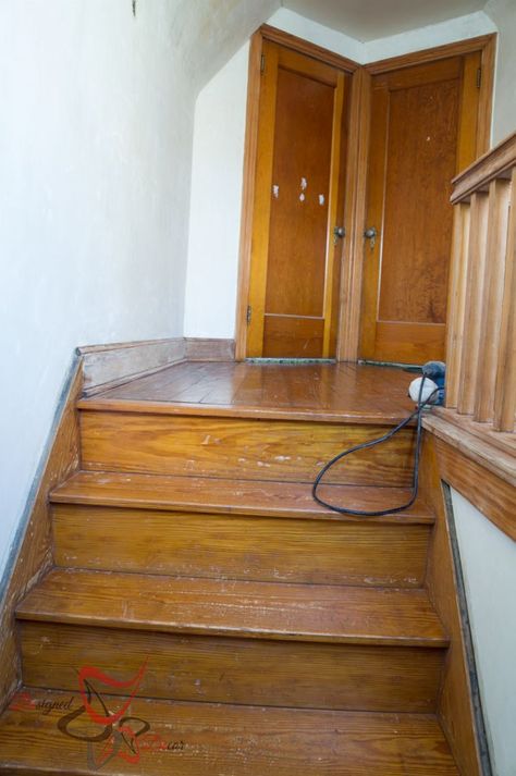 Gel-Stain-Over-Existing-Stained-Wood-Refinish-Stairway How To Restain Wood, Staining Oak, Gel Stain Furniture, Stain Furniture, Stained Wood Trim, Minwax Gel Stain, Stairway Ideas, Polyurethane Floors, Staining Wood Floors