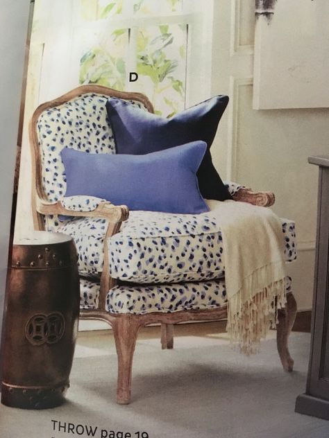 spotted chair with exposed wood legs & trim - Ballard Designs Bergere Chair Makeover, Dining Rooms Ideas, Sofa Dining, Upholstery Sofa, Linen Design, Upholstery Armchair, Living Room Upholstery, Upholstery Trim, Bed Linen Design