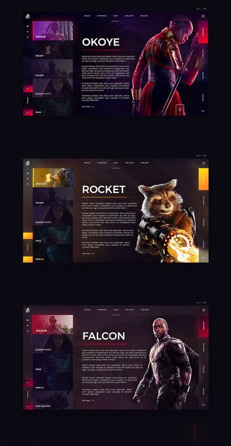 Desain Ux, Layout Web, Movie Website, Graphisches Design, Work Project, Game Ui Design, Web Ui Design, Webpage Design, Website Design Layout