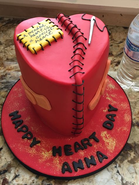 Happy Heart Day! One year anniversary of open heart surgery. Open Heart Surgery Cake, Transplant Anniversary Party Ideas, Heart Surgery Gift Ideas, Transplant Party, Heart Birthday Party, Transplant Anniversary, Medical Cake, Valentines Cake, Happy Heart Day