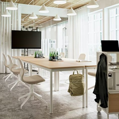 Ikea Corporate Office, Ikea Office Ideas Business, Ikea Workstation, Ikea For Business, Ikea Bekant Desk, Bekant Desk, Team Office, Office Redesign, Desk System