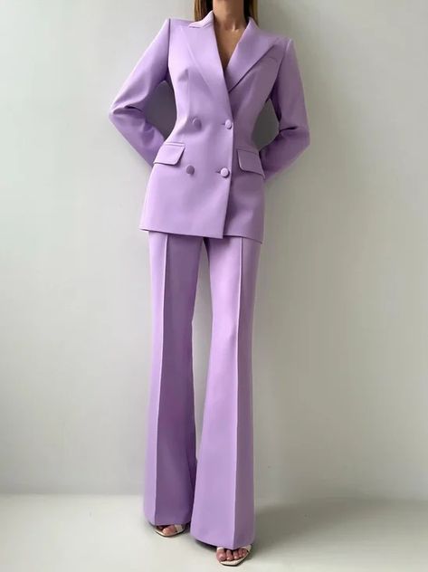 Fashion Elegant Style Bottoms Online Shopping Page 2 | stylewe Graduation Suits For Women, Graduation Suit, Plain Fashion, Graduation Suits, Fashion Trousers, Pant Suits For Women, Briefcase Women, Purple Suits, Womens Suits