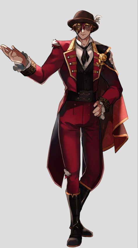 Ronald Of Ness Identity V, Male Masquerade Outfit, Masquerade Suit, Anime Circus, Norton Idv, Outfit Ideas Western, Masquerade Outfit Ideas, Dark Red Suit, Medieval Clothing Men