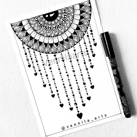 Valentine's Day Design For Drawing Art, Drawing Mandala Ideas, Valentines Day Mandala Art, Easy And Simple Mandala Art, Best Mandala Art Design, Mandal Arts Creative Easy, Simple Project Design, Drawing Love Ideas, Drawing Ideas Mandalas