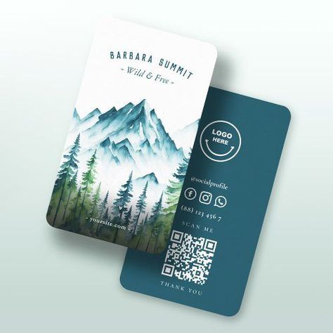 Outdoor Mountain Pine Forest Adventure Guide Business Card Outdoor Mountain Pine Forest Adventure Guide with Qr Code. Your Link will be automatically converted to a unique QR code. You can change it all following your preferences Need help? Feel ... Mountain Business Card, Travel Visiting Card, Travel Business Card Design, Outdoor Graphic Design, Travel Business Card, Memorial Book, Travel Agency Logo, Voucher Design, Forest Adventure