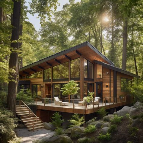 Small Cabin In The Woods, Cabin Style Homes, Cabin Exterior, Modern Mountain, House Cabin, Small Cabin, Tiny House Cabin, Cabin Style, Cabins And Cottages