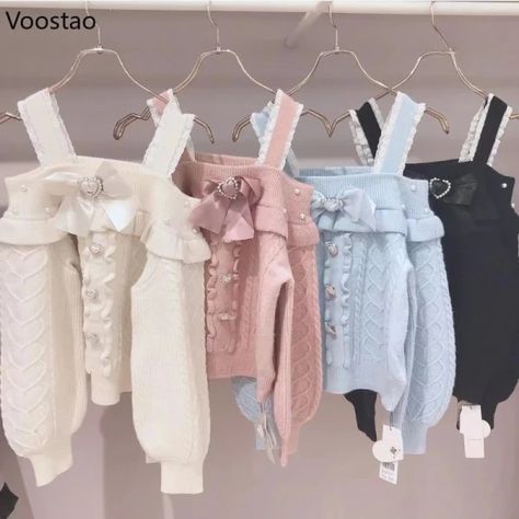 Just found this amazing item on AliExpress. Check it out! $79.35 | Japanese Lolita Kawaii Knitted Pullover Autumn Women Bow Heart Buckle Off Shoulder Pearl Sweater Girls Harajuku Knitwear Tops Cute Lantern, Pearl Sweater, Knitwear Tops, Girls Sweaters, Winter Sweaters, Lantern Sleeves, Jumper Sweater, Knitted Pullover, Sweater Outfits