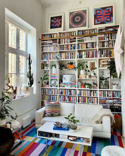 Follow me for more bookish aestetic pictures #books #bookworm #booklover #bookaestetic #bookish Stained Doors, Life Space, Ikea Billy, Kitchens And Bedrooms, Cozy Reading Nook, Cozy Reading, Loft Spaces, One Bedroom Apartment, Home Library